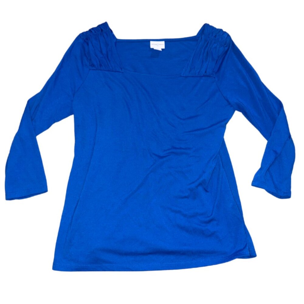 Royal Blue Women's Long Sleeve T Shirt Blouse Large Jaclyn Smith